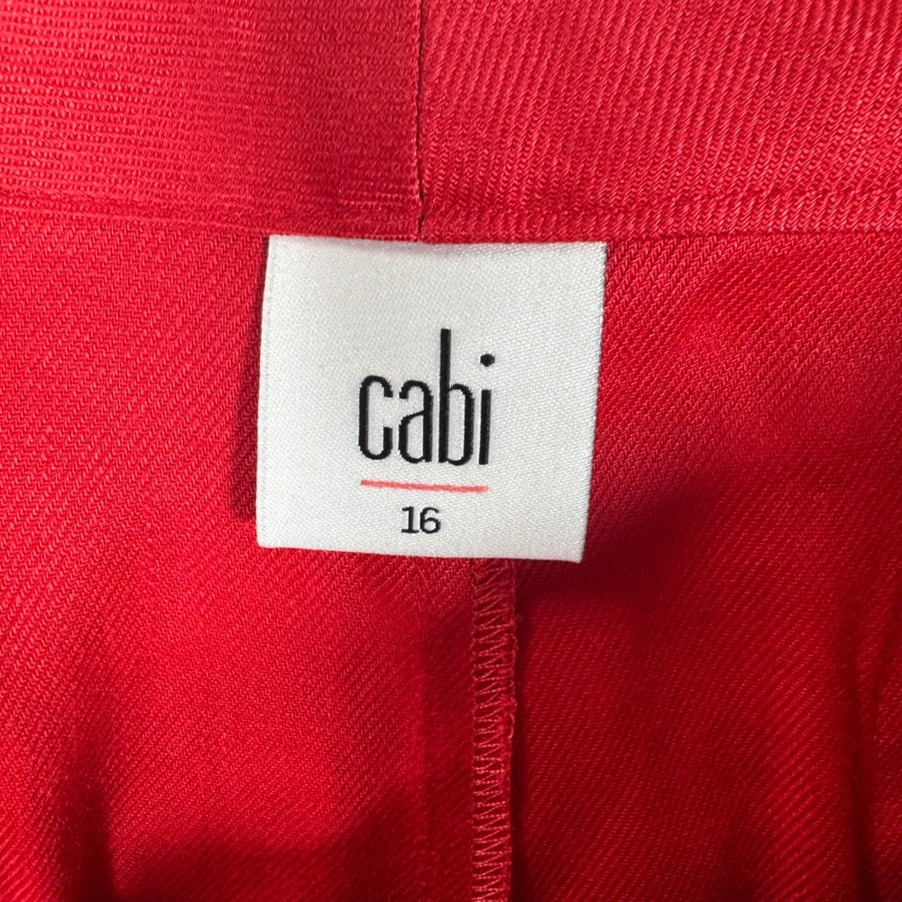 Cabi Womens 16 Red Valentine Trouser Wide Leg Linen Blend Pants 5503R Stretch - Picture 4 of 8